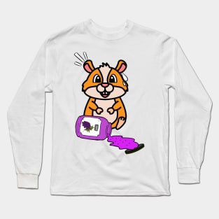 Funny Hamster spilled grape jam Long Sleeve T-Shirt